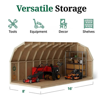 Little Cottage Co. 8 x 16 Foot Value Gambrel Barn with 4 Foot Sidewalls – Precut Kit