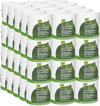 Seventh Generation White Toilet Paper 2-ply 100% Recycled Paper, 500 sheets, Pack of 60