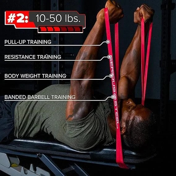 Serious Steel 41″ Assisted Pull-up Band, Heavy Duty Resistance Band Sets, Stretching, Powerlifting, Resistance Training and Pull Up Assistance Bands