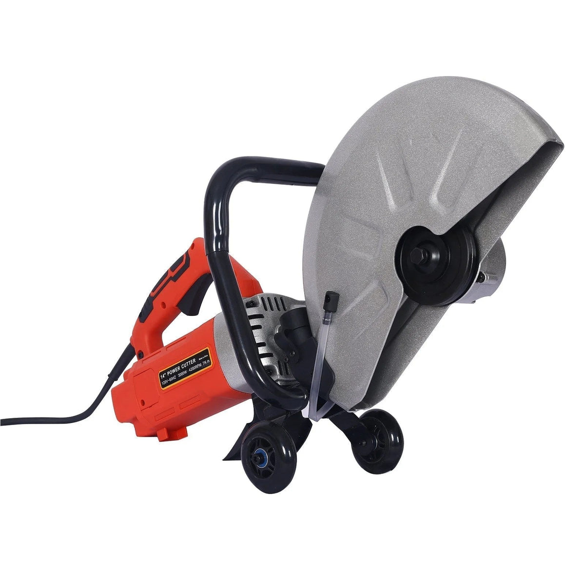 Electric 14″ Wet/Dry Concrete Cut-Off Saw with Guide Roller & Water Line Attachment