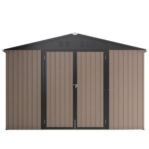 10′ X 10′ Metal Storage Shed For Ourdoor, Steel Yard Shed With Design Of Lockable Doors