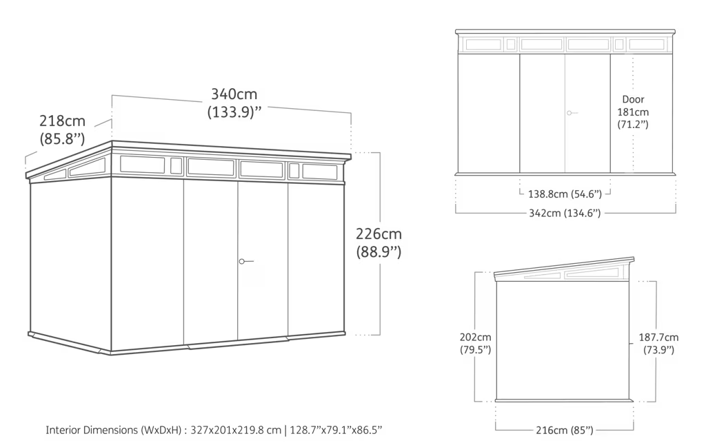 Keter Cortina 9×7 ft. Green Pent Outdoor Storage Shed with Heavy-Duty Floor – 260978