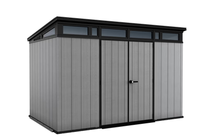 Keter Cortina 9×7 ft. Green Pent Outdoor Storage Shed with Heavy-Duty Floor – 260978