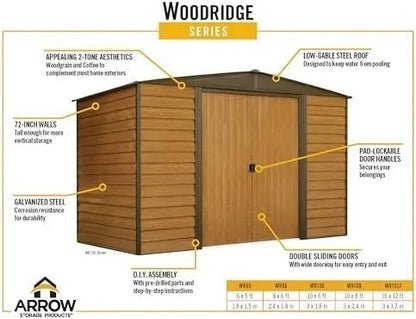 Arrow WR1012 Woodridge EG Steel Storage Shed, 10 by 12-Feet