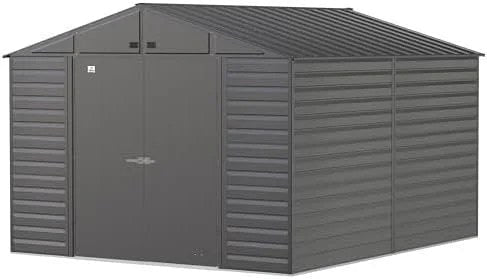 Arrow Select 10′ x 12′ Outdoor Lockable Steel Storage Shed Building, Charcoal