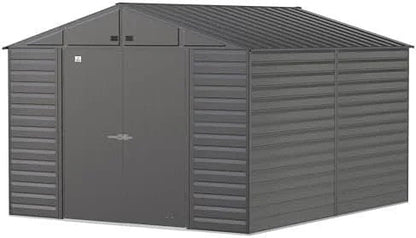 Arrow Select 10′ x 12′ Outdoor Lockable Steel Storage Shed Building, Charcoal