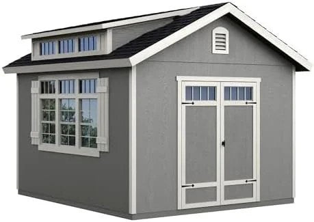 Handy Home Products Windemere 10×12 Do-it-Yourself Wooden Storage Shed with Floor, Beige