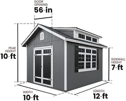 Handy Home Products Windemere 10×12 Do-it-Yourself Wooden Storage Shed with Floor, Beige