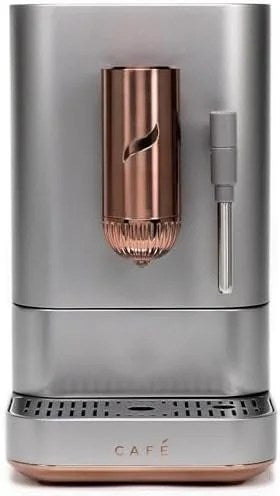 Café Affetto Automatic Espresso Machine + Milk Frother | Built-In & Adjustable Espresso Bean Grinder | One-Touch Brew in 90 Seconds | Steel Silver, 1.2 Liter, (C7CEBBS2RS3)