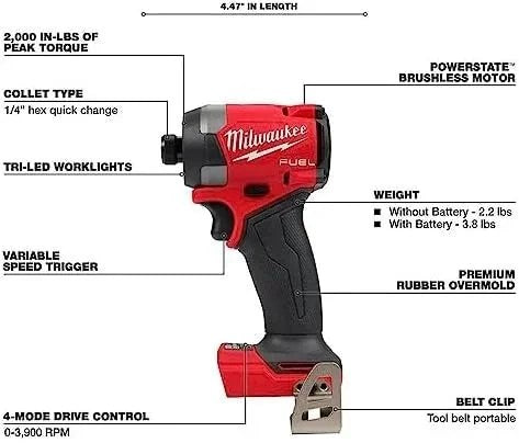 Milwaukee M18 FUEL 18V Lithium-Ion Brushless Cordless Combo Kit with Two 5.0 Ah Batteries, 1 Charger, 2 Tool Bags (7-Tool)