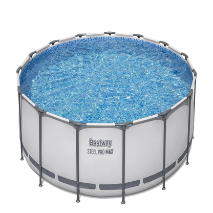 Bestway Steel Pro MAX 10 Foot x 30 Inch Round Metal Frame Above Ground Outdoor Backyard Swimming Pool Set with 330 GPH Filter Pump