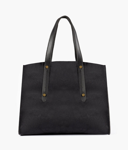 Black color suede multi compartment satchel bag