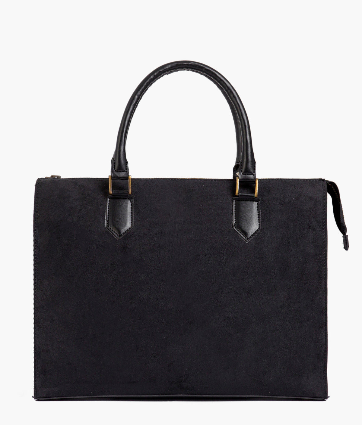 Black color suede workplace handbag