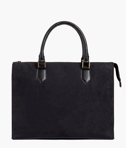 Black color suede workplace handbag