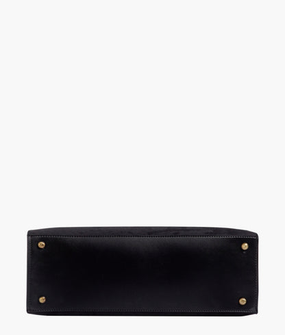 Black color suede workplace handbag