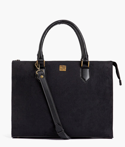 Black color suede workplace handbag