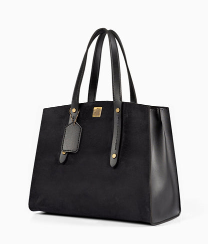 Black color suede multi compartment satchel bag