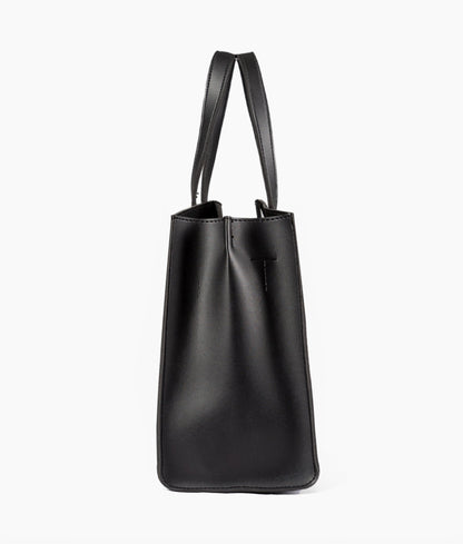 Black color suede multi compartment satchel bag