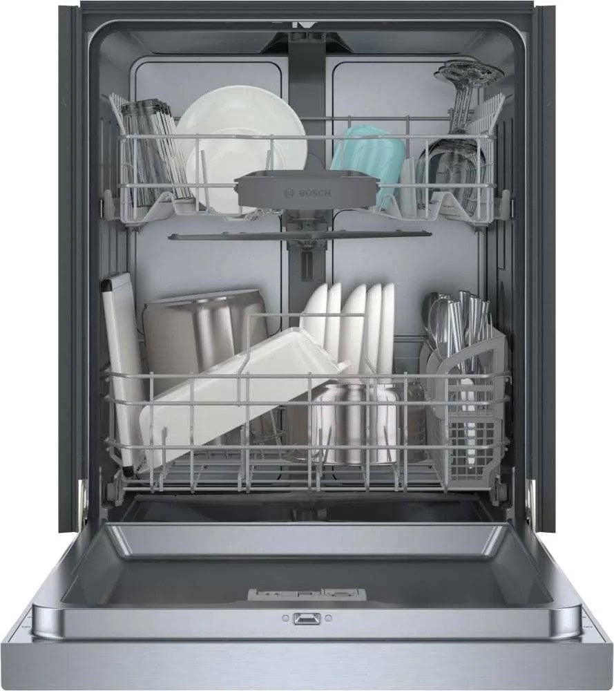Bosch SHE41CM5N 300 Series 24″ Dishwasher 48 db – Recessed Handle, Stainless Steel