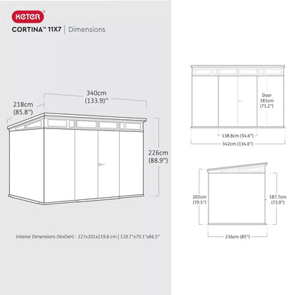 Keter Artisan 11×7 ft. Pent Outdoor Storage Shed with Floor & Window – Dark Grey