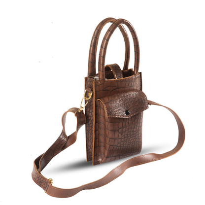 **BLISS CHOCO – Elegant Faux Leather Mobile Crossbody Pouch**