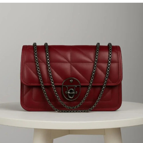 Maroon bob bag clutch