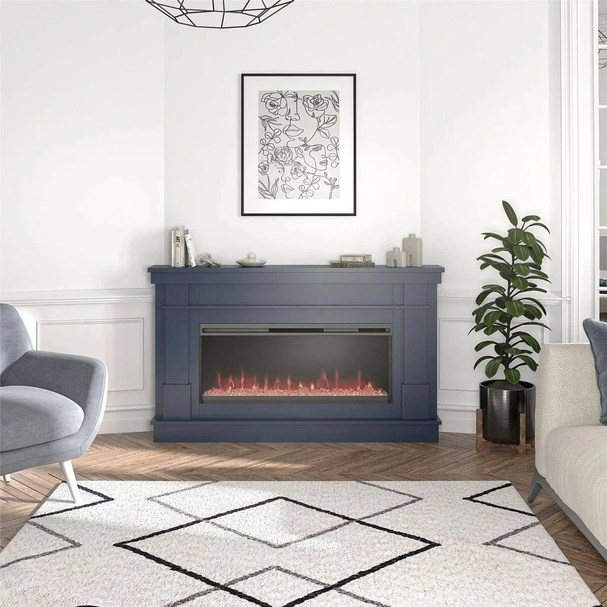 Novogratz Waverly Wide Mantel Electric Fireplaces.
