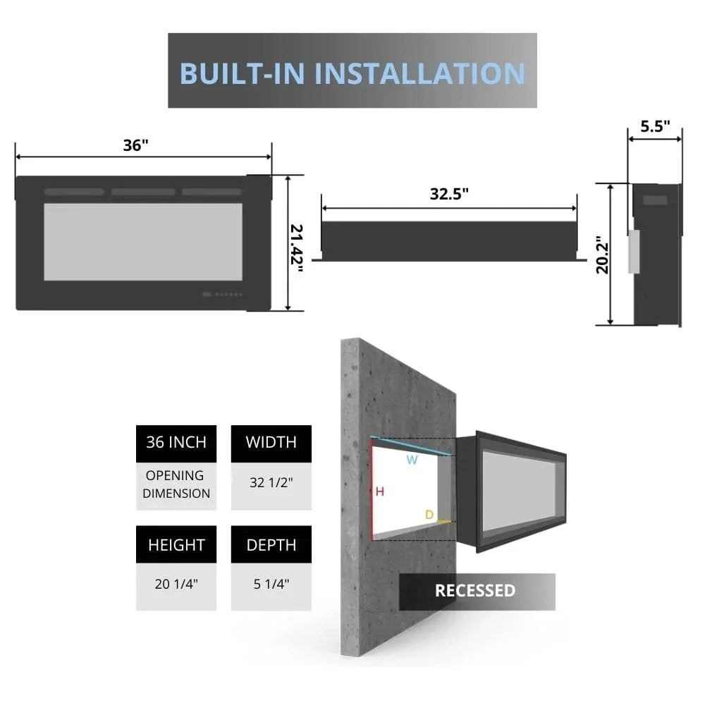 Touchstone Sideline 36-inch Electric Fireplaces.