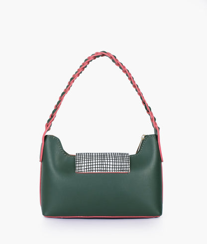 Army green color purse with braided strap