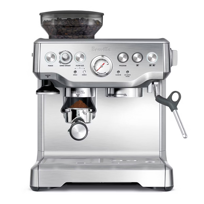 Breville Stainless Steel Barista Express Espresso Machine Light Silver BES870XL: 15 Bars Pressure, Milk Frother, Grinder image 0
