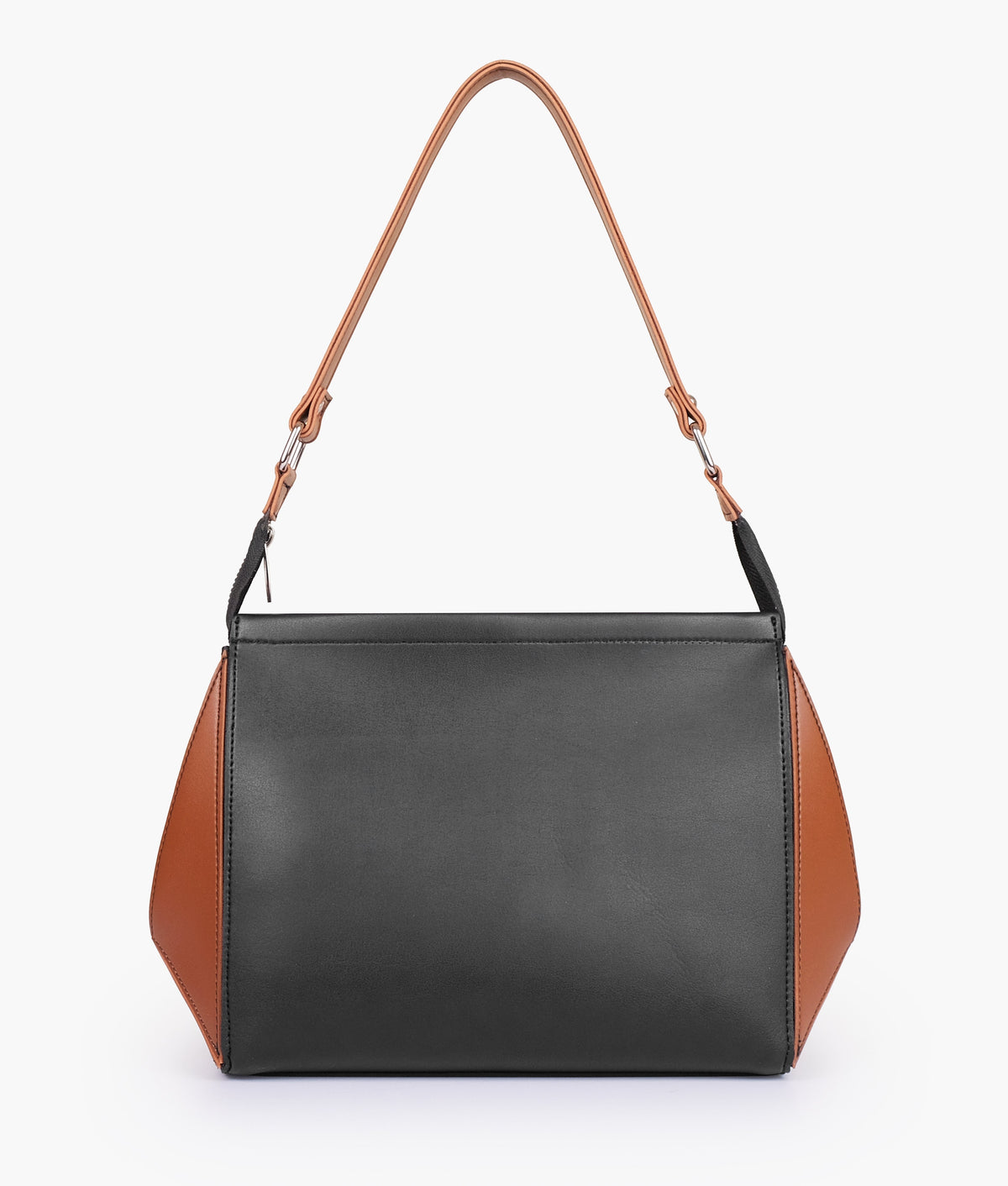 Black and brown color trio twist handbag
