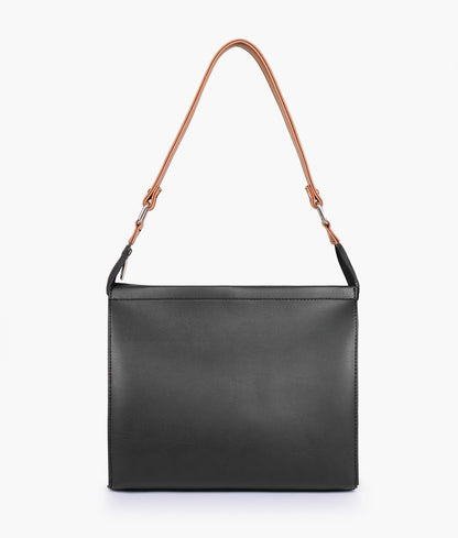 Black and brown color trio twist handbag