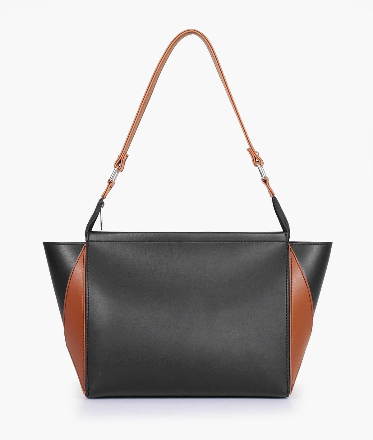 Black and brown color trio twist handbag