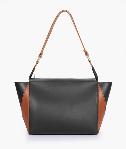 Black and brown color trio twist handbag