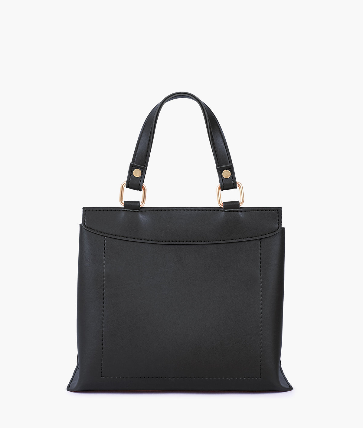 Black front lock top-handle mini bag for women