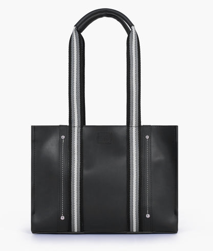 Black long strap tote bag for women