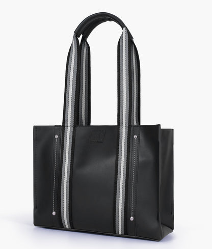 Black long strap tote bag for women