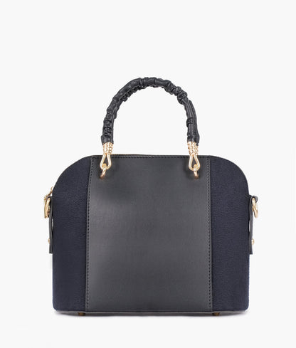 Black color suede small evening bag