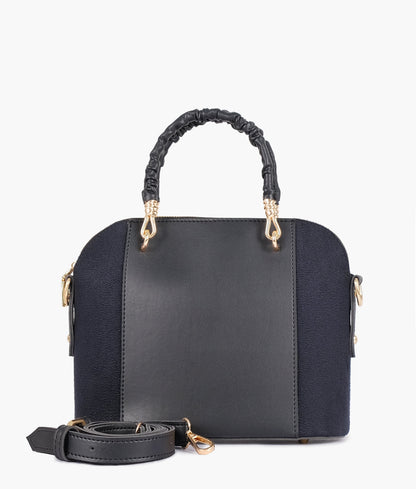 Black color suede small evening bag