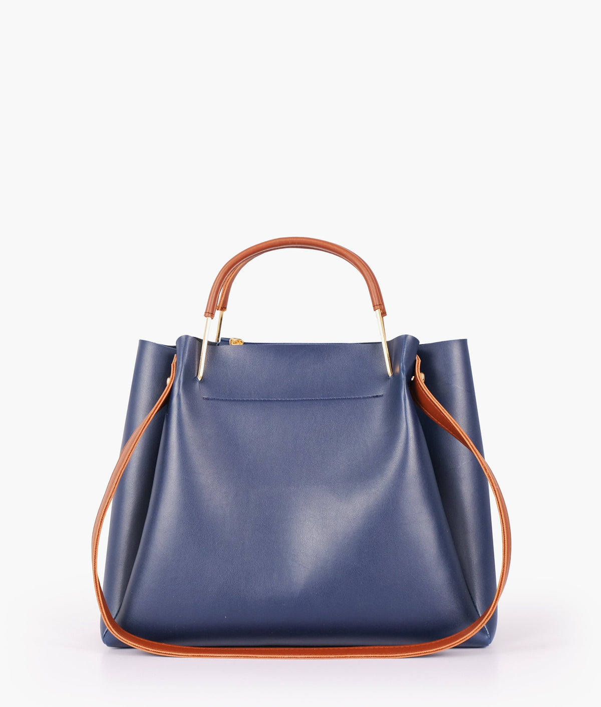 Blue metal handle tote bag for women
