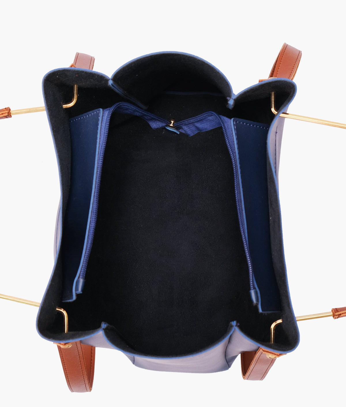 Blue metal handle tote bag for women