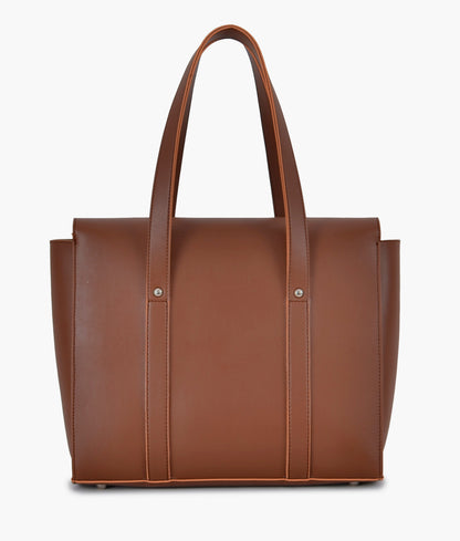 Brown carry-all satchel bag for women