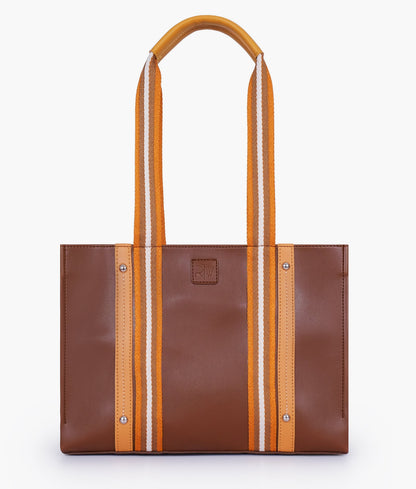 Brown long strap tote handbag for women