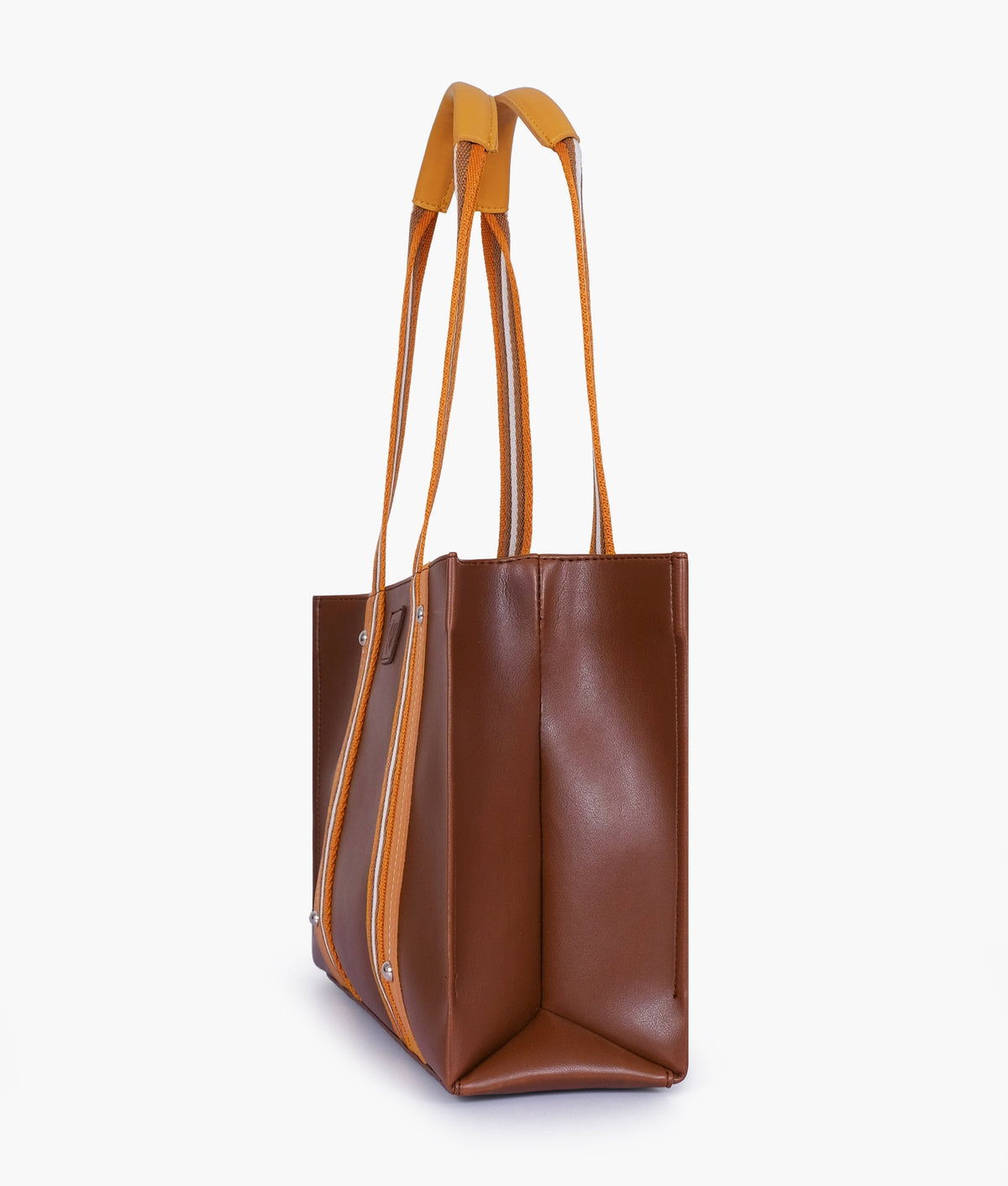 Brown long strap tote handbag for women