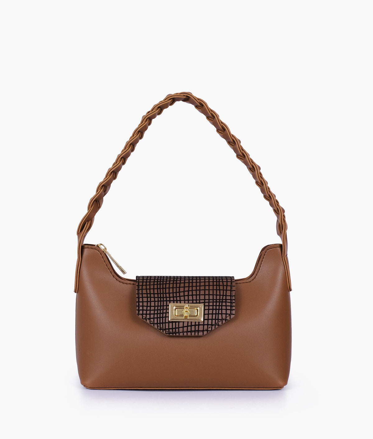 Brown color  purse with braided strap