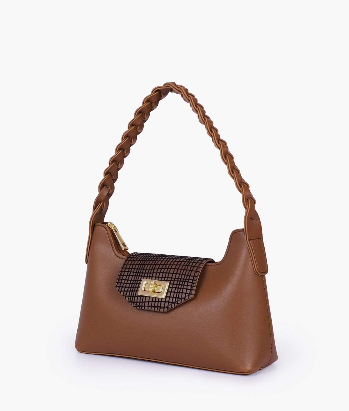 Brown color  purse with braided strap