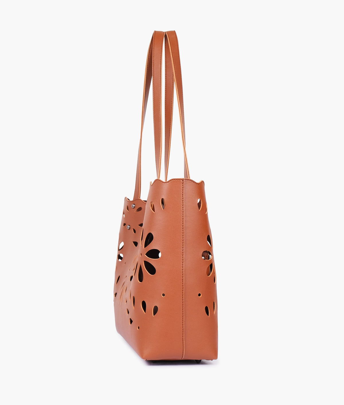 Brown two-piece floral tote for women