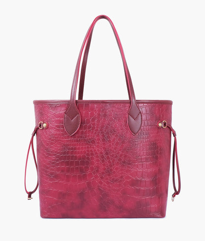 Burgundy crocodile neverfull tote bag for women