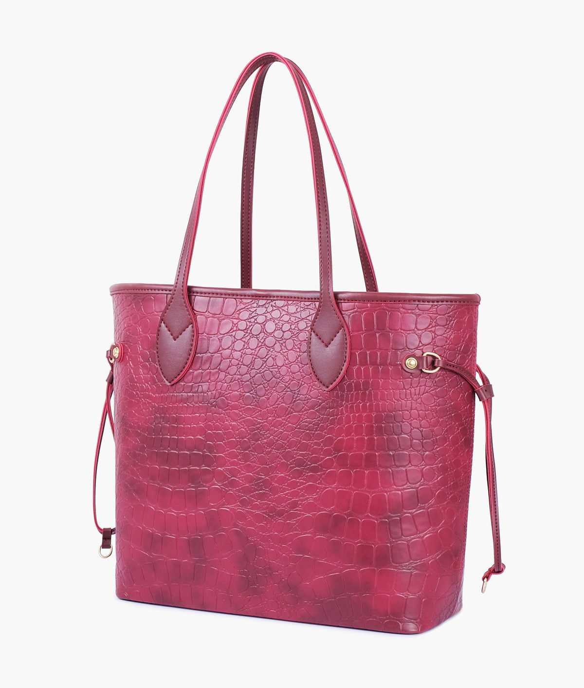 Burgundy crocodile neverfull tote bag for women