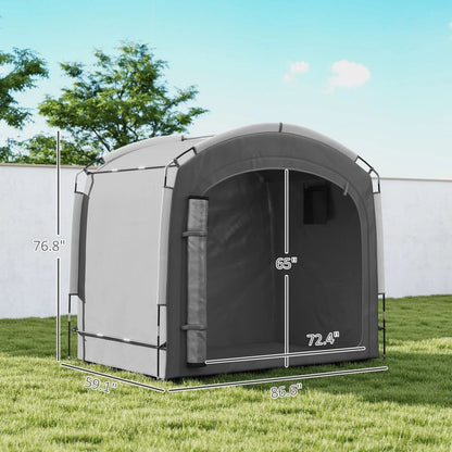 Bike Storage Shed Tent, Portable And Waterproof With 210D Oxford Fabric And Carry Bag For 3-4 Bicycles, Dark Gray
